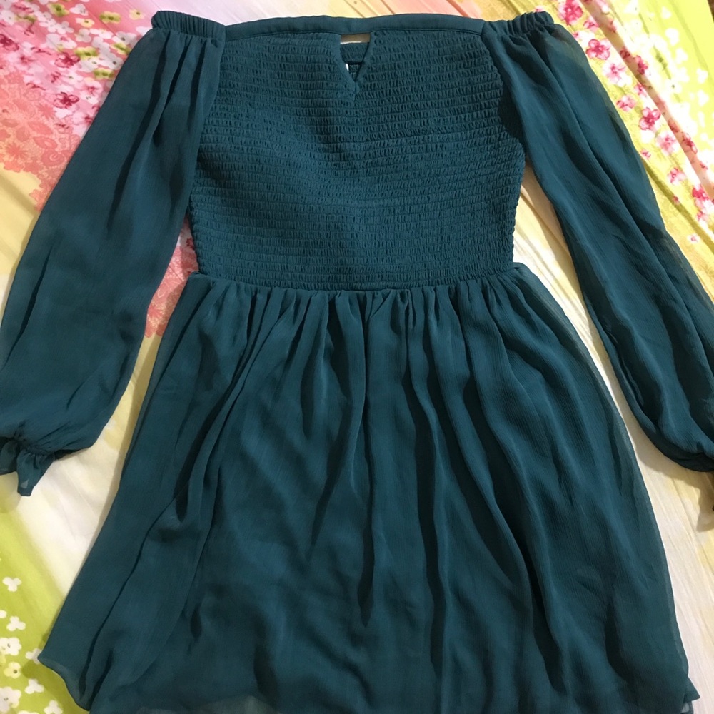 Xhilaration Forest green off shoulder dress